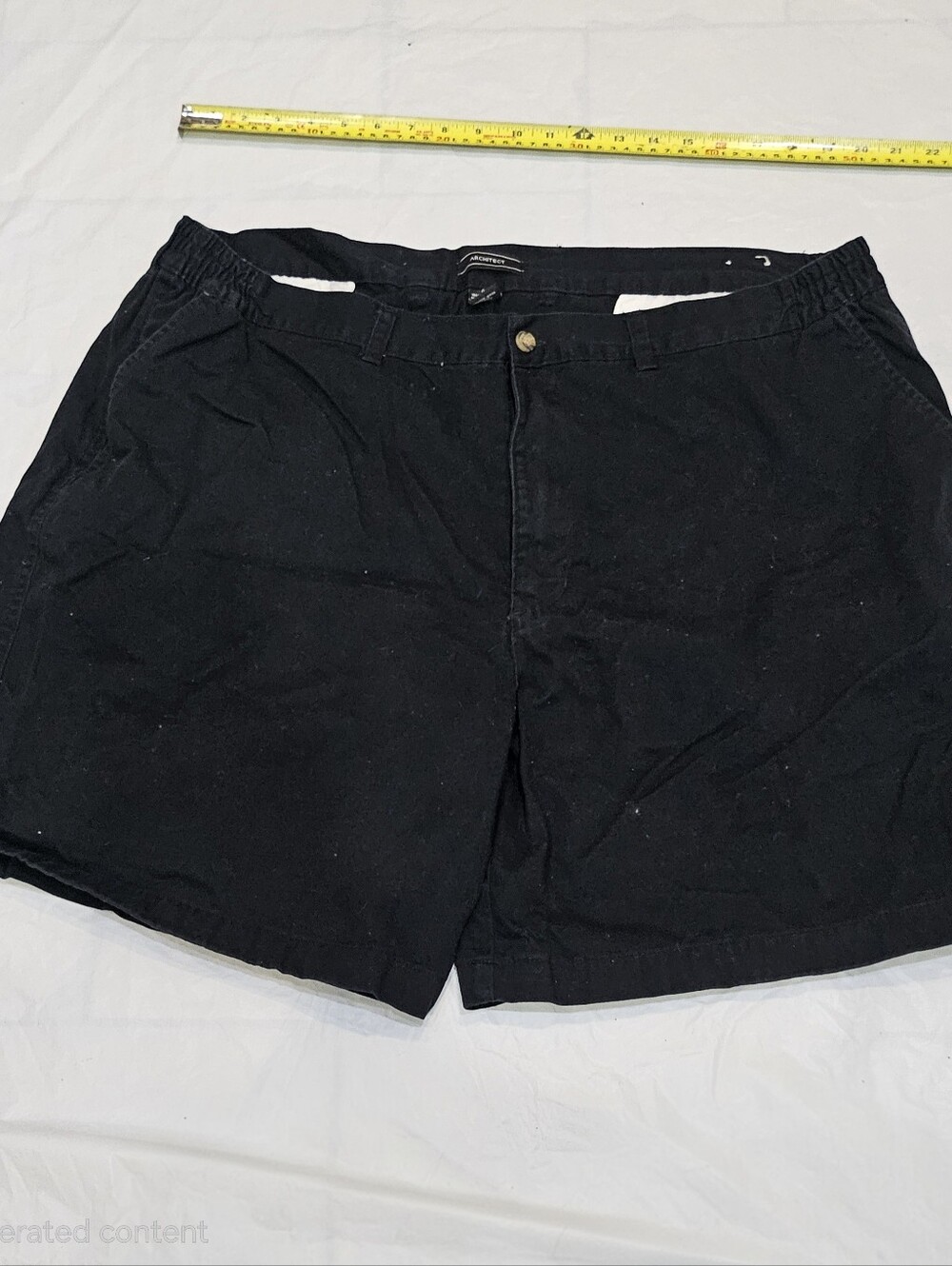 Architect Men's Black Cotton Shorts Size 42 Elastic Comfort Waist Chino Twill